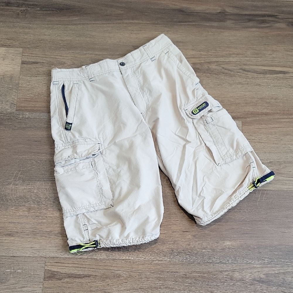 Bugle Boy Vintage 90s Beige Cargo Shorts Mens Size Waist 34